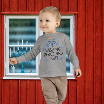 Hanukkah Wishing Peace & Light Toddler Long Sleeve Tee