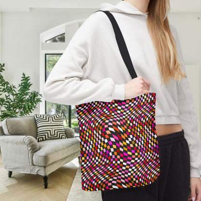 Warped Red Checkered Canvas Tote Bag