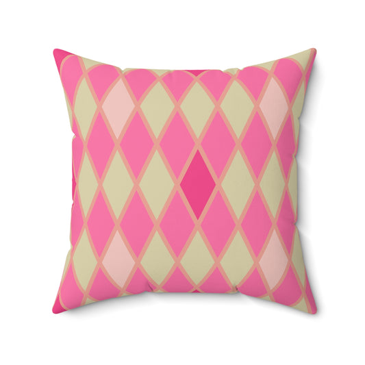 Pink Harlequin Throw Pillow