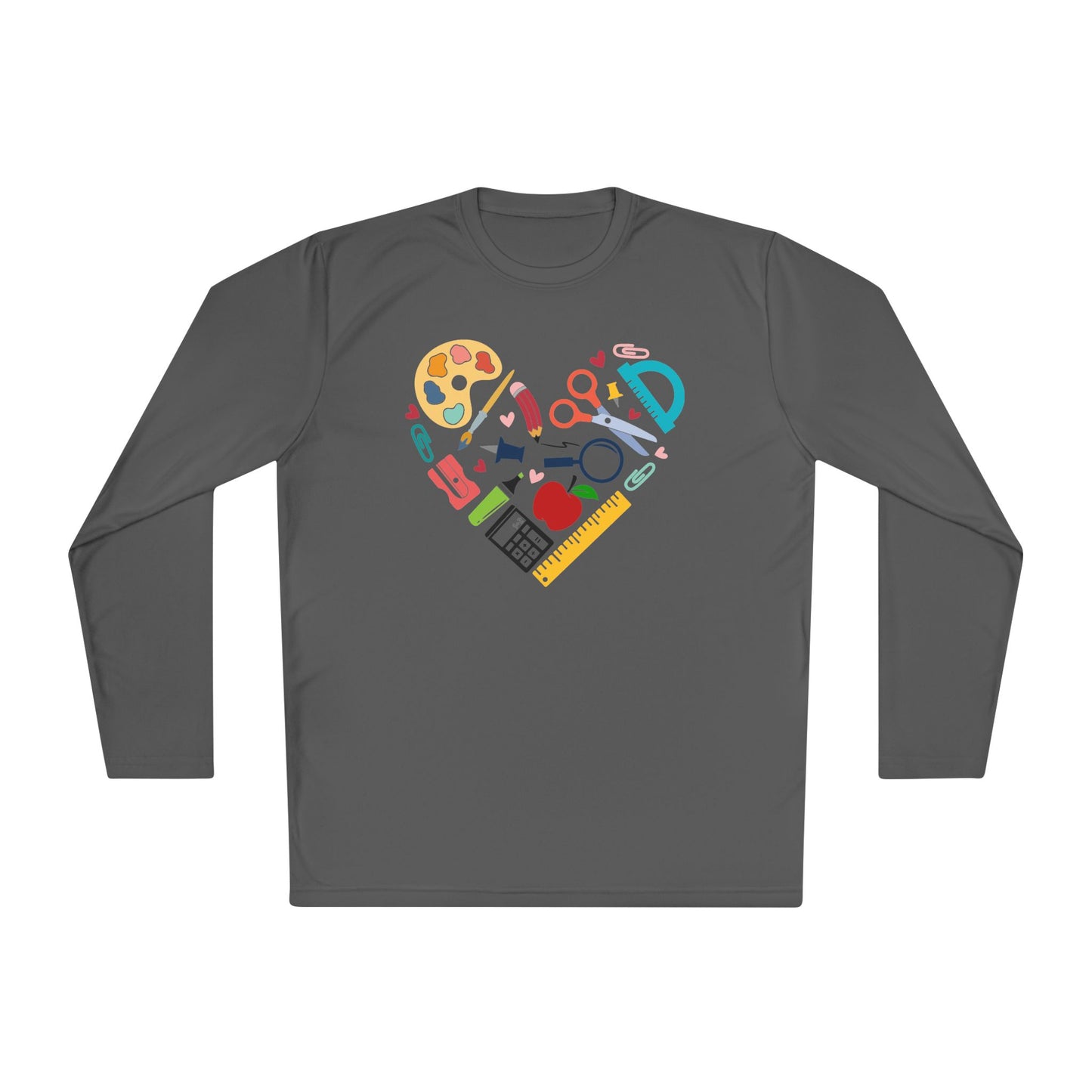 School Supply Heart Adult Long Sleeve Tee