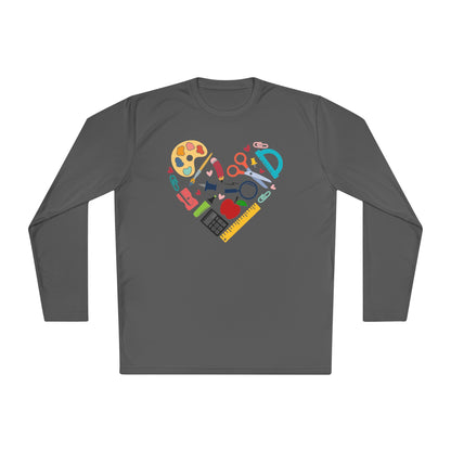 School Supply Heart Adult Long Sleeve Tee