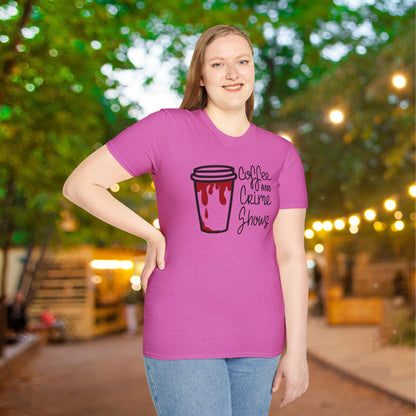 Coffee and Crime Shows Adult T-shirt