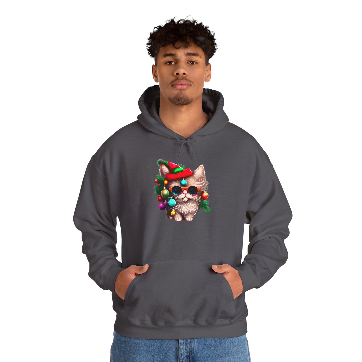 Christmas Tree Kitten Heavy Blend™ Hooded Sweatshirt