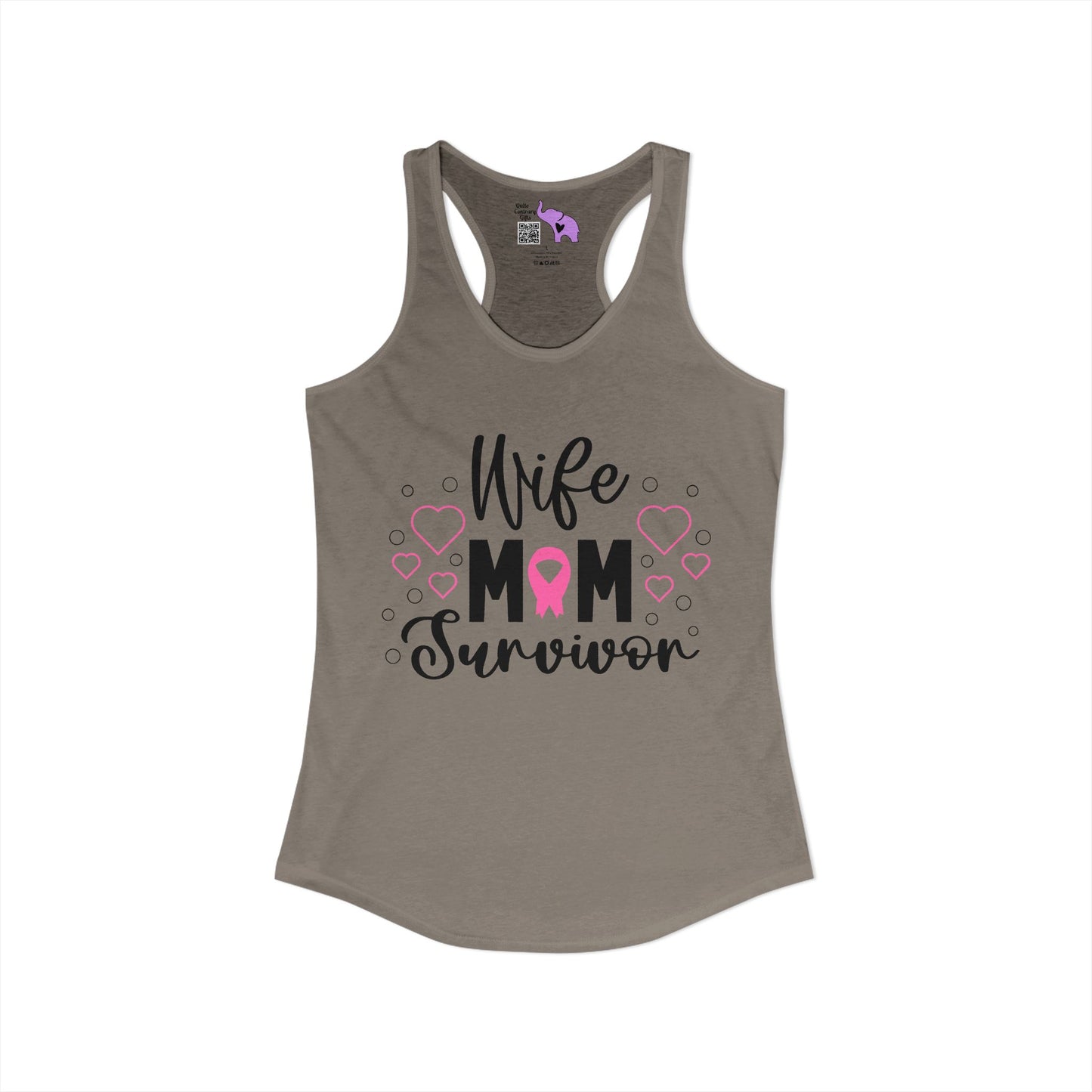 Wife Mom Survivor (Breast Cancer) Women's Ideal Racerback Tank