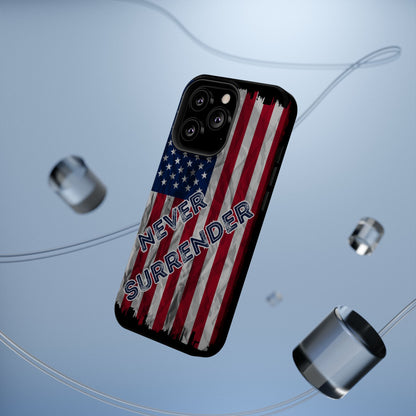 Never Surrender American Flag MagSafe® Compatible Tough Case for iPhone