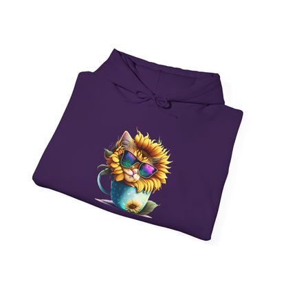 Cool Sunflower Kitten 1 Heavy Blend™ Hooded Sweatshirt