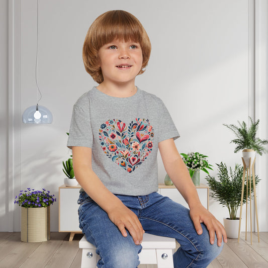 Floral Heart Heavy Cotton™ Toddler T-shirt