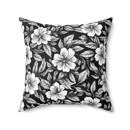 Monochrome Paradise Bloom Throw Pillow