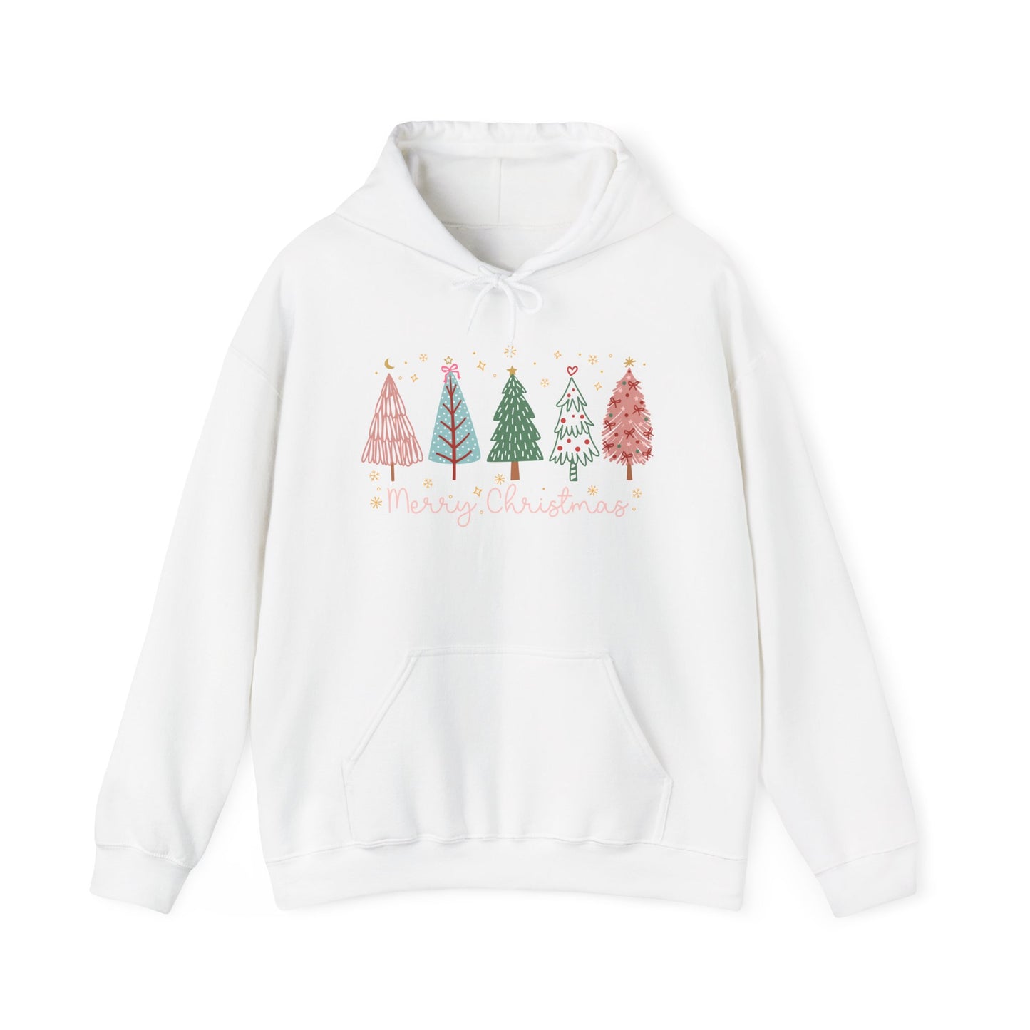 Merry Christmas Trees & Stars Adult Heavy Blend™ Hoodie