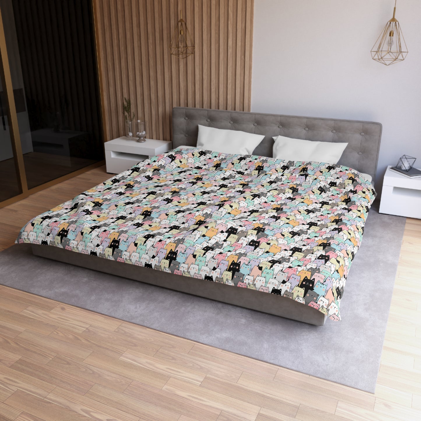 Cartoon Cats Microfiber Duvet Cover