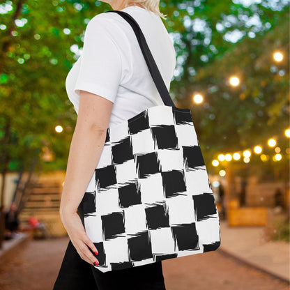 Distorted Check Canvas Tote Bag