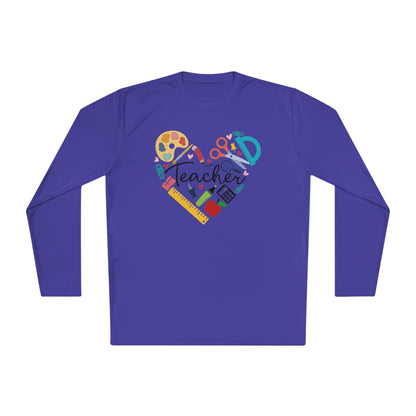 Teacher Supply Heart Adult Long Sleeve Tee