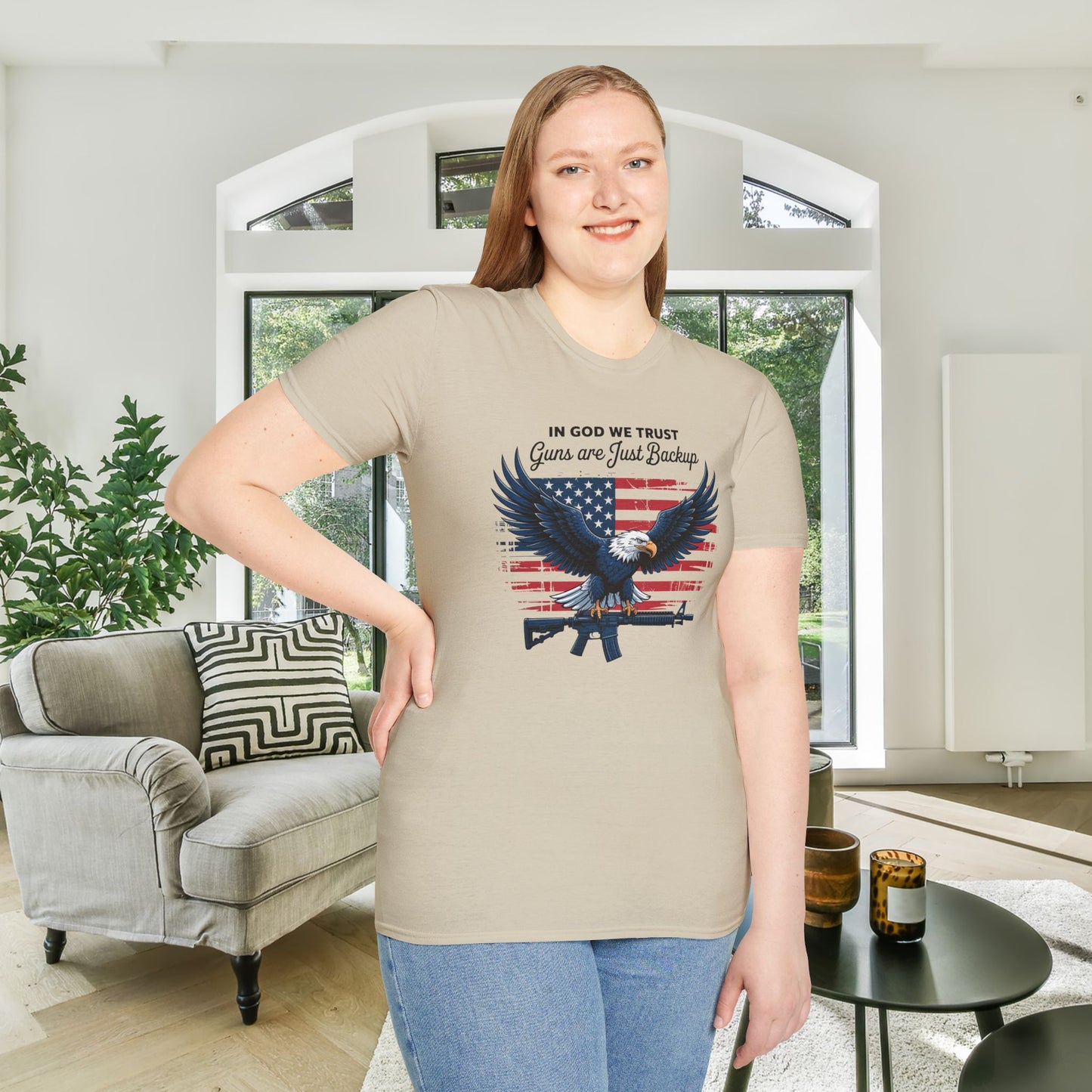 In God We Trust Guns Are Just Backup Adult T-shirt