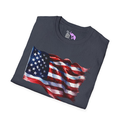 Waving American Flag Adult T-Shirt