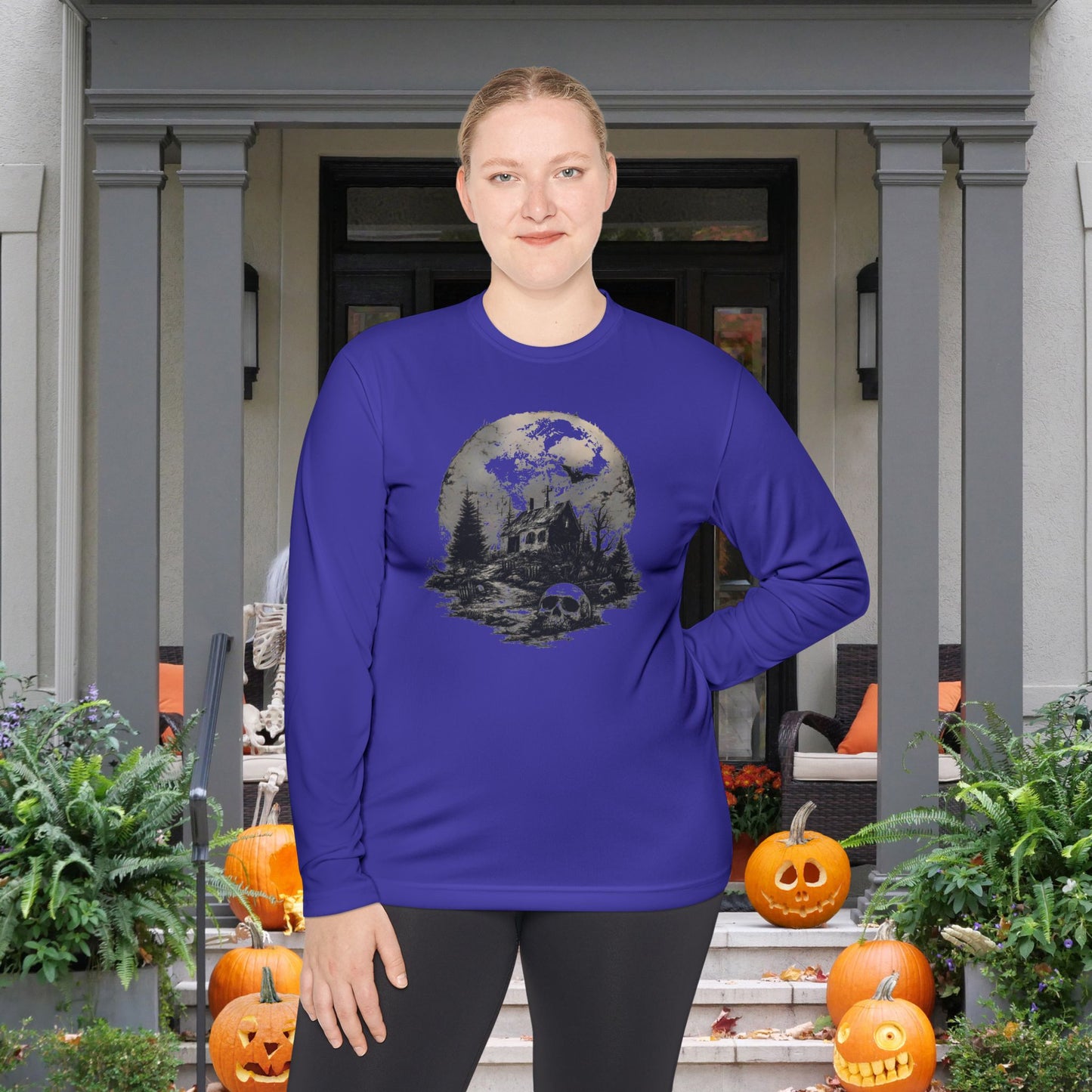 Creepy Full Moon Adult Long Sleeve Tee