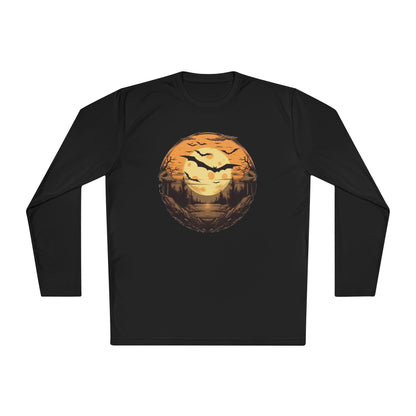 Creepy Bats Over Moon 1 Adult Long Sleeve Tee
