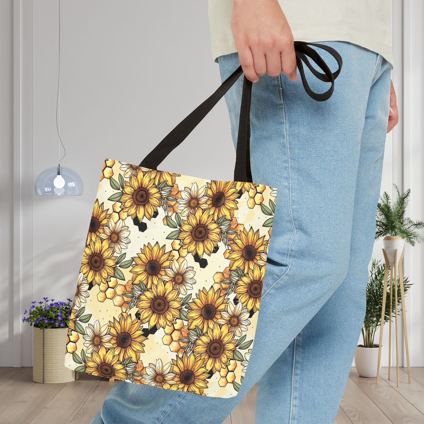 Honeycombs & Sunflowers Canvas Tote Bag
