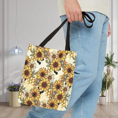Honeycombs & Sunflowers Canvas Tote Bag
