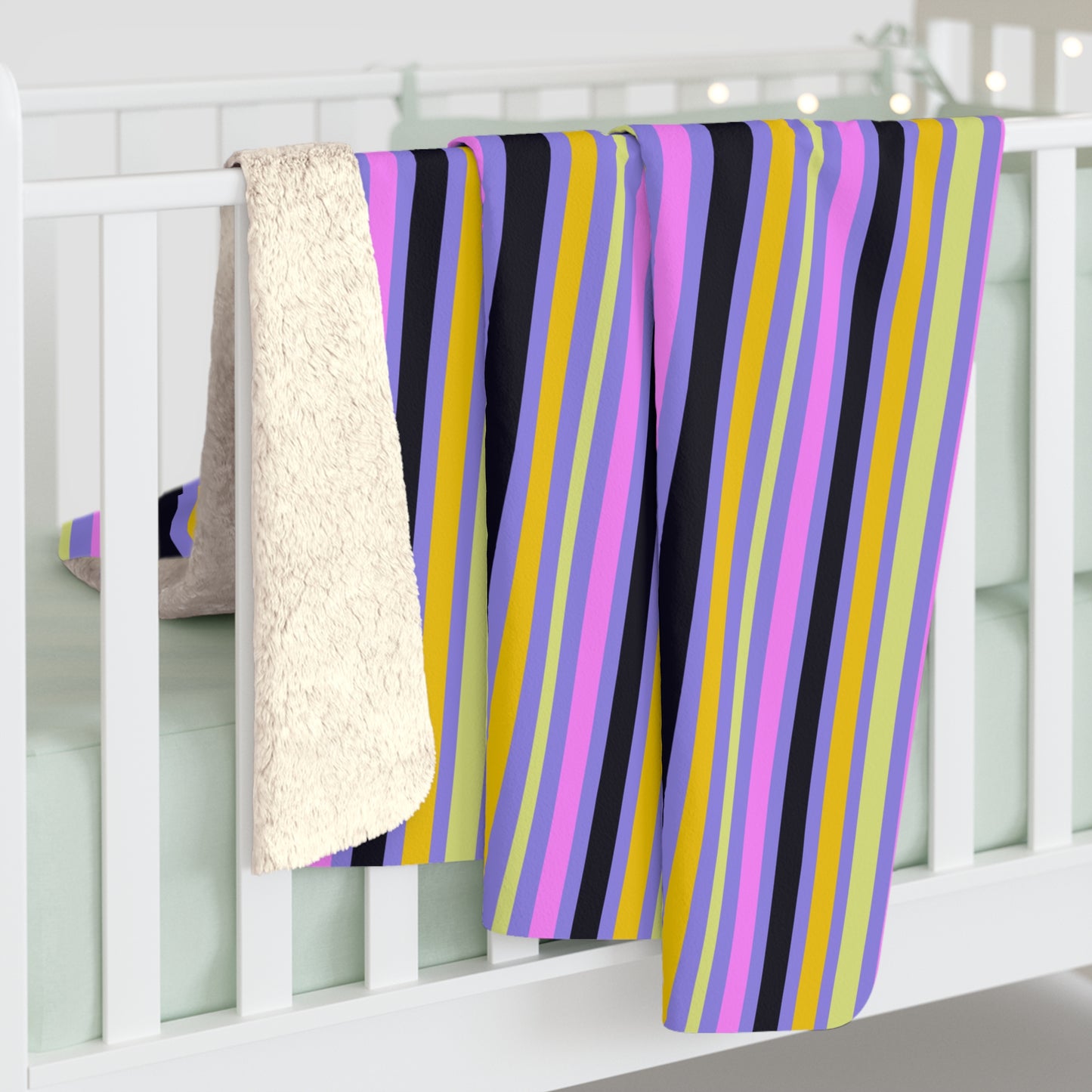 Midnight Pop Stripes Fleece Blanket