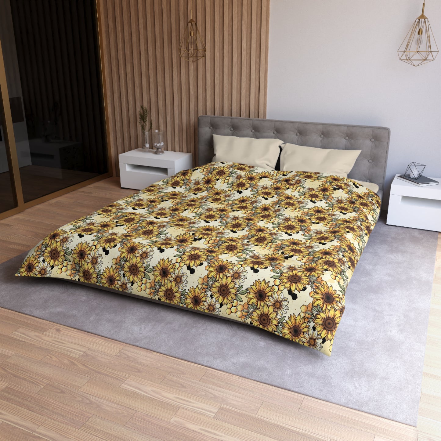 Honeycombs & Sunflowers Microfiber Duvet Cover
