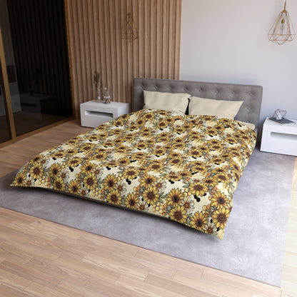 Honeycombs & Sunflowers Microfiber Duvet Cover