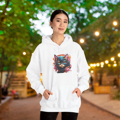 Adorable Kitty w/Flowers Heavy Blend™ Hooded Sweatshirt