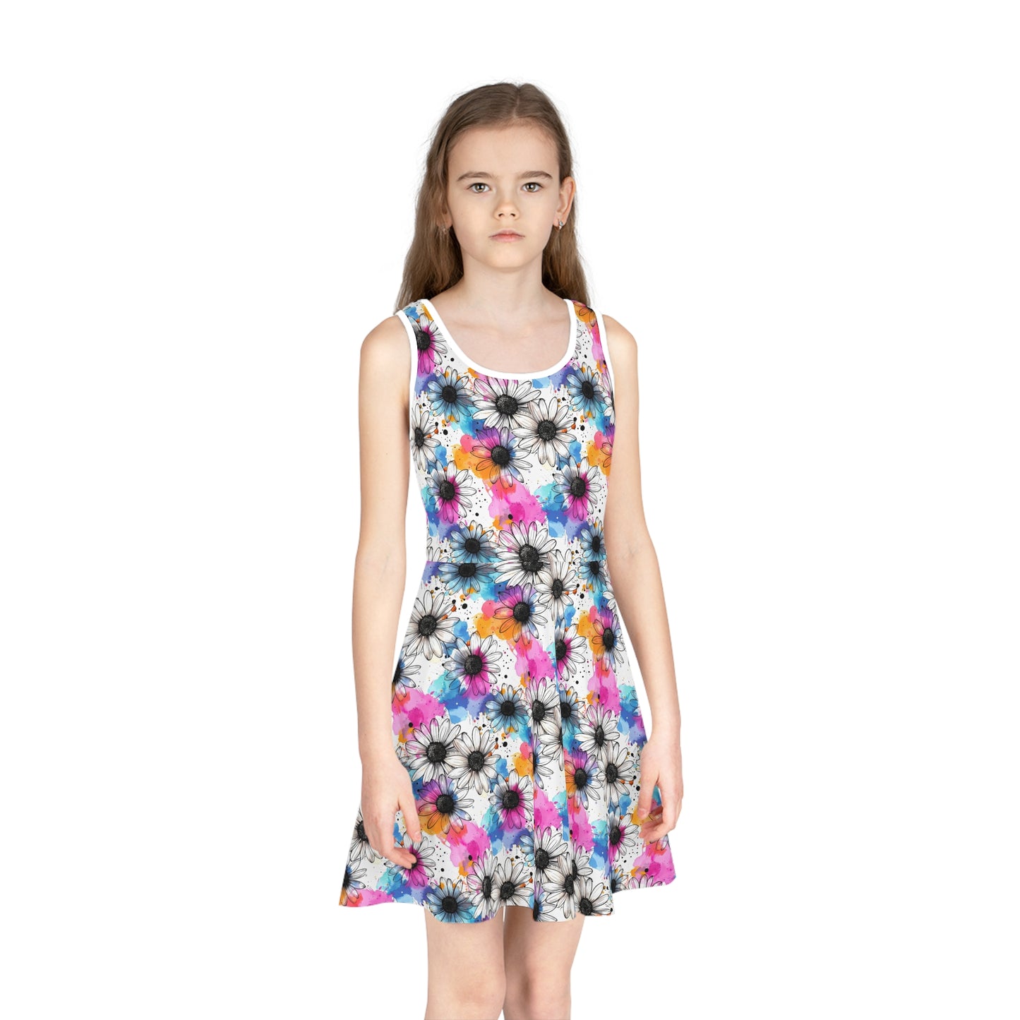 ""Watercolor Daisy Dream Girls Sundress