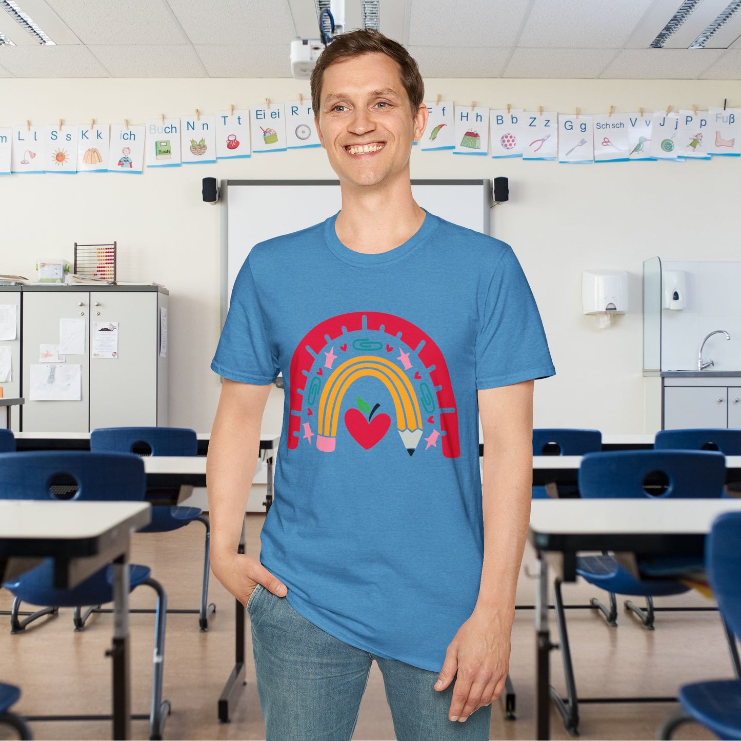 Rainbow Teacher Adult T-shirt