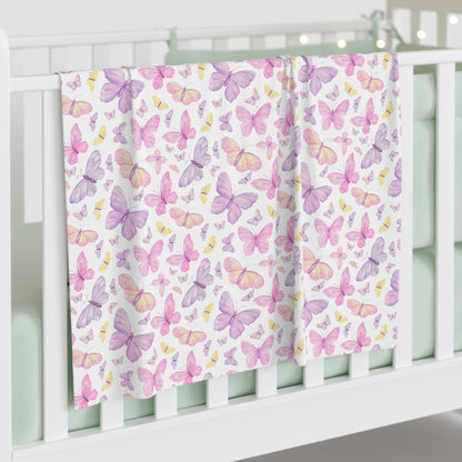 Pastel Butterfly Dreams Baby Swaddle Blanket
