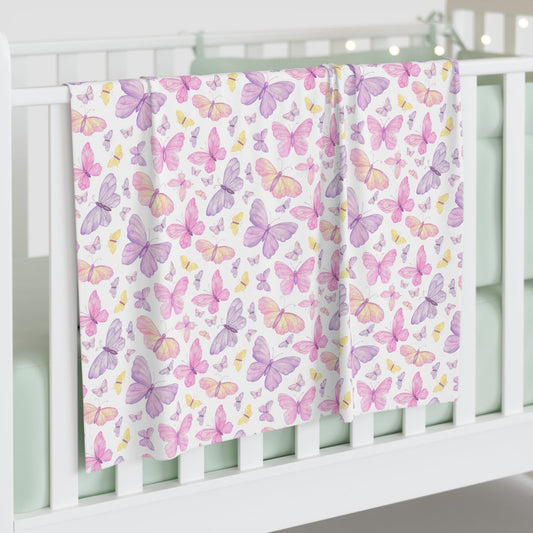 Pastel Butterfly Dreams Baby Swaddle Blanket