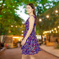 Warped Purple Checkered Women's Skater Dress