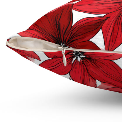 Inked Poinsettias Throw Pillow