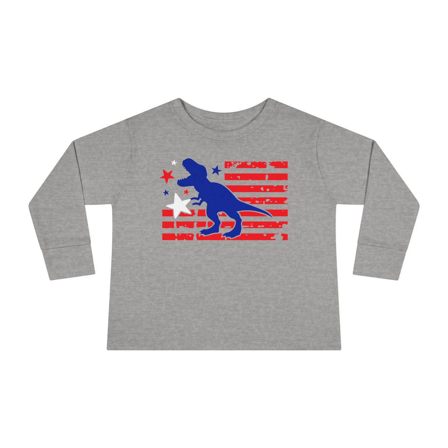 Distressed Patriotic T-Rex  Toddler Long Sleeve Tee