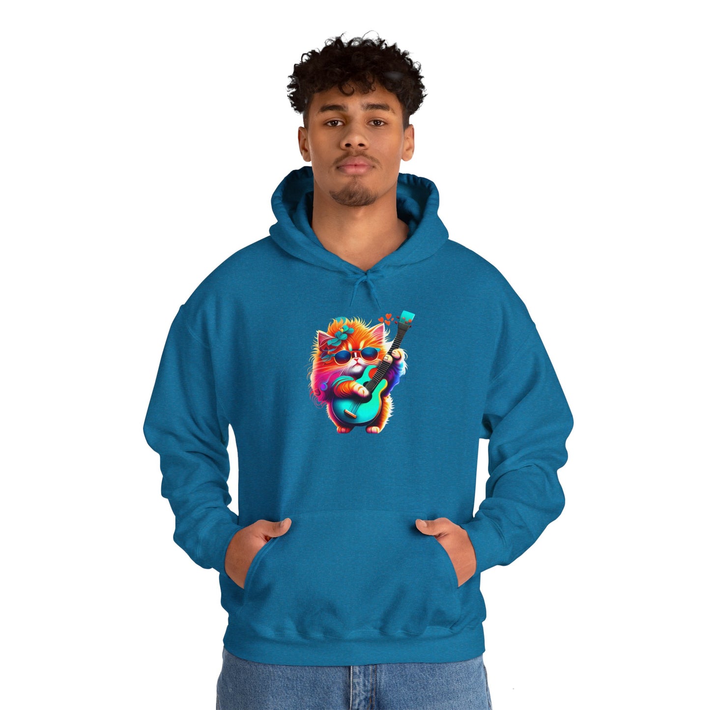 Colorful Guitar Kitten Heavy Blend™ Hooded Sweatshirt