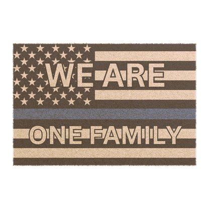 We Are One Family Blue Line Doormat