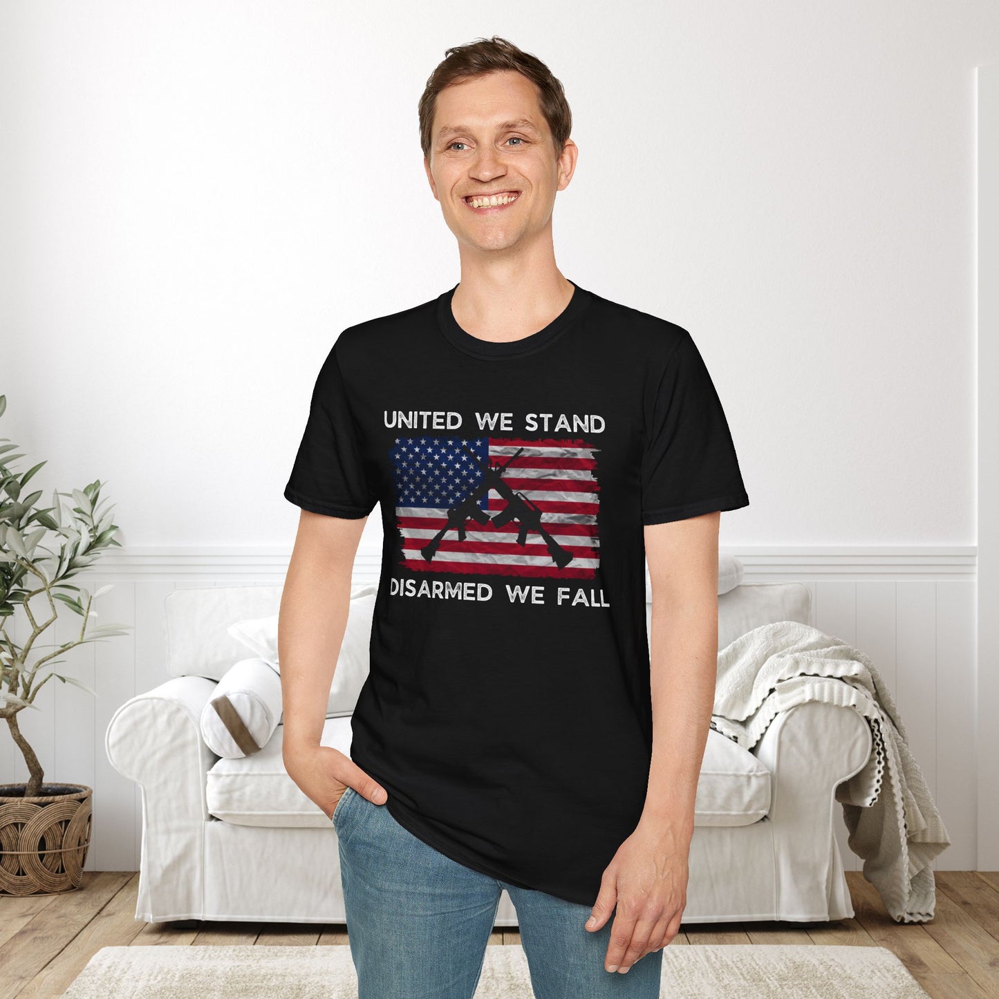 United We Stand Disarmed We Fall Adult T-shirt