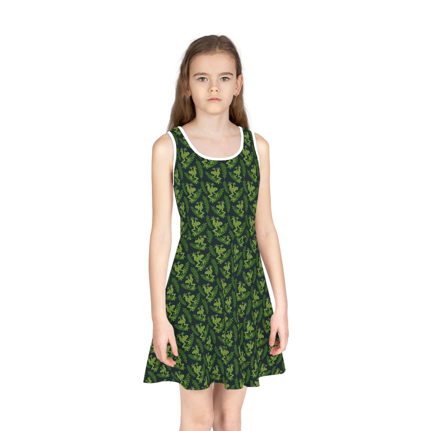 Emerald Canopy Frogs Girls' Sleeveless Sundress