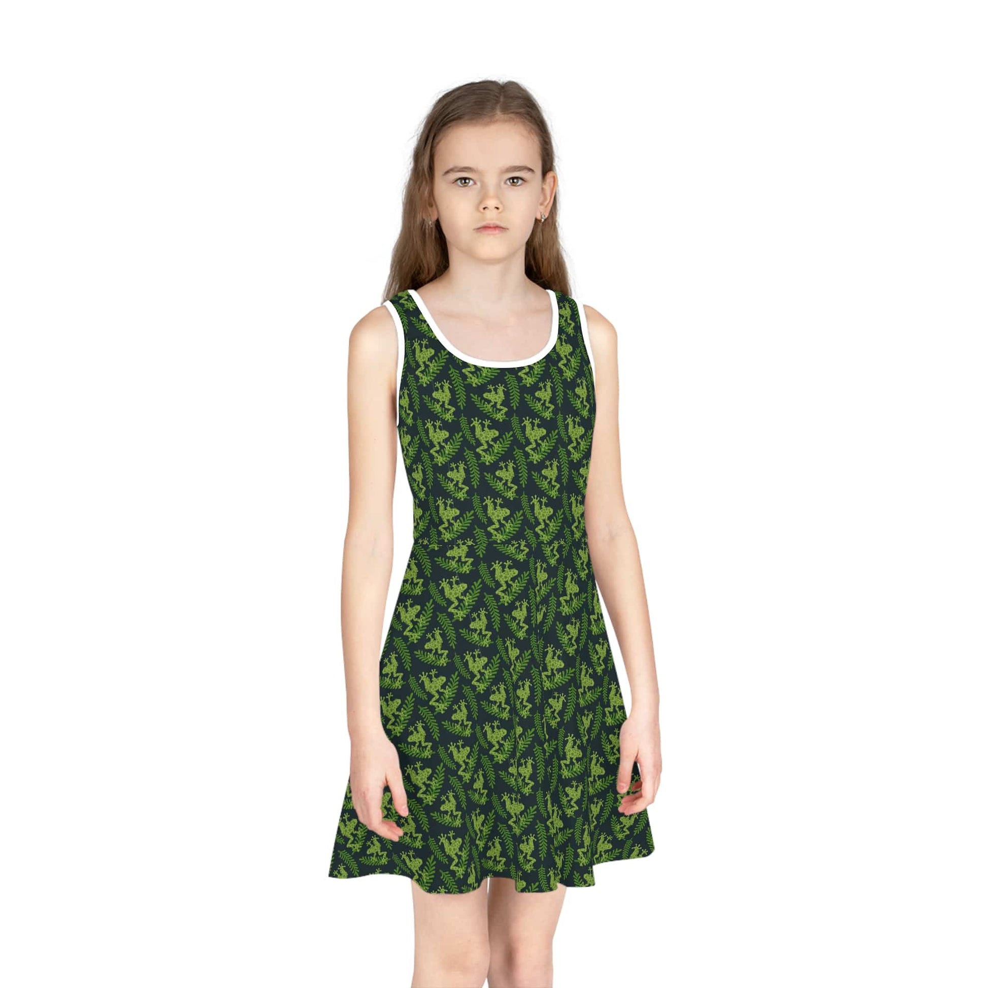 Emerald Canopy Frogs Girls' Sleeveless Sundress