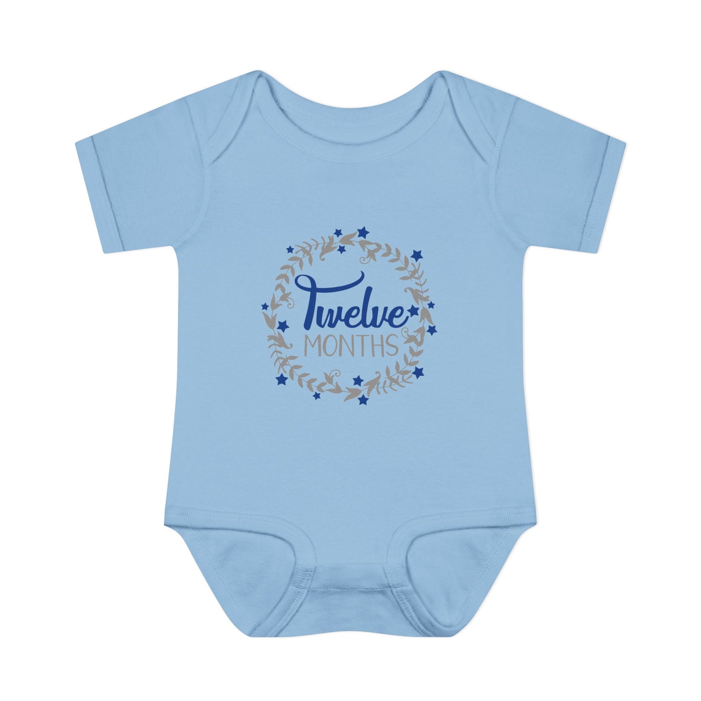Blue Milestone Wreath Onesie-Twelve Months