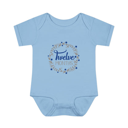 Blue Milestone Wreath Onesie-Twelve Months