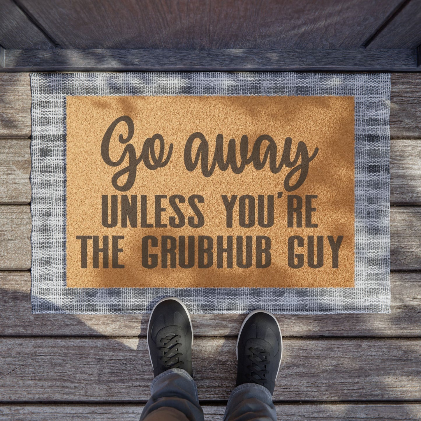 Go Away Unless You're The Grubhub Guy Coconut Fiber Doormat