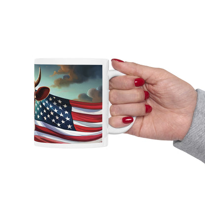 Stars, Stripes, & Moos Ceramic Mug, (11oz, 15oz)