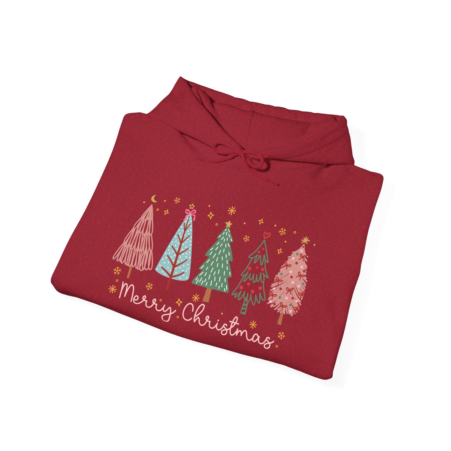Merry Christmas Trees & Stars Adult Heavy Blend™ Hoodie