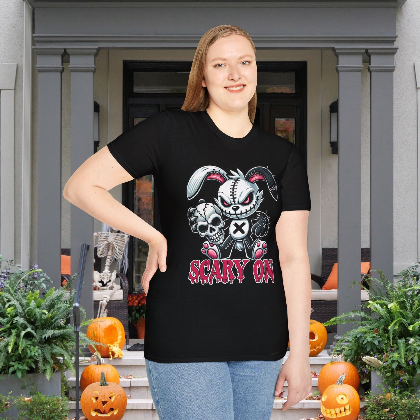 Scary On Voodoo Bunny Adult T-shirt