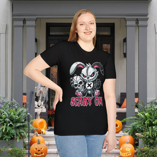 Scary On Voodoo Bunny Adult T-shirt