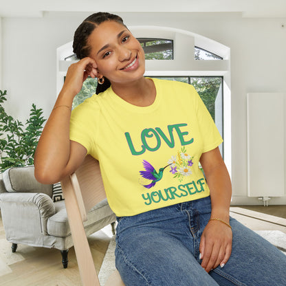 Love Yourself w/Hummingbird Adult T-shirt