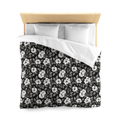 Black & White Daisies Microfiber Duvet Cover