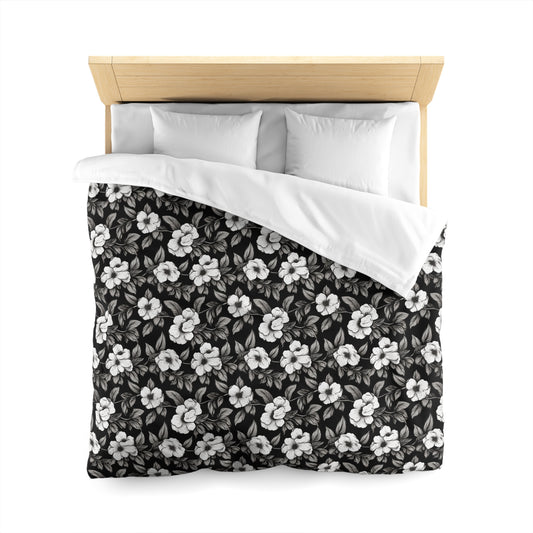 Black & White Daisies Microfiber Duvet Cover