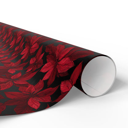 Midnight Poinsettia Garden Wrapping Paper