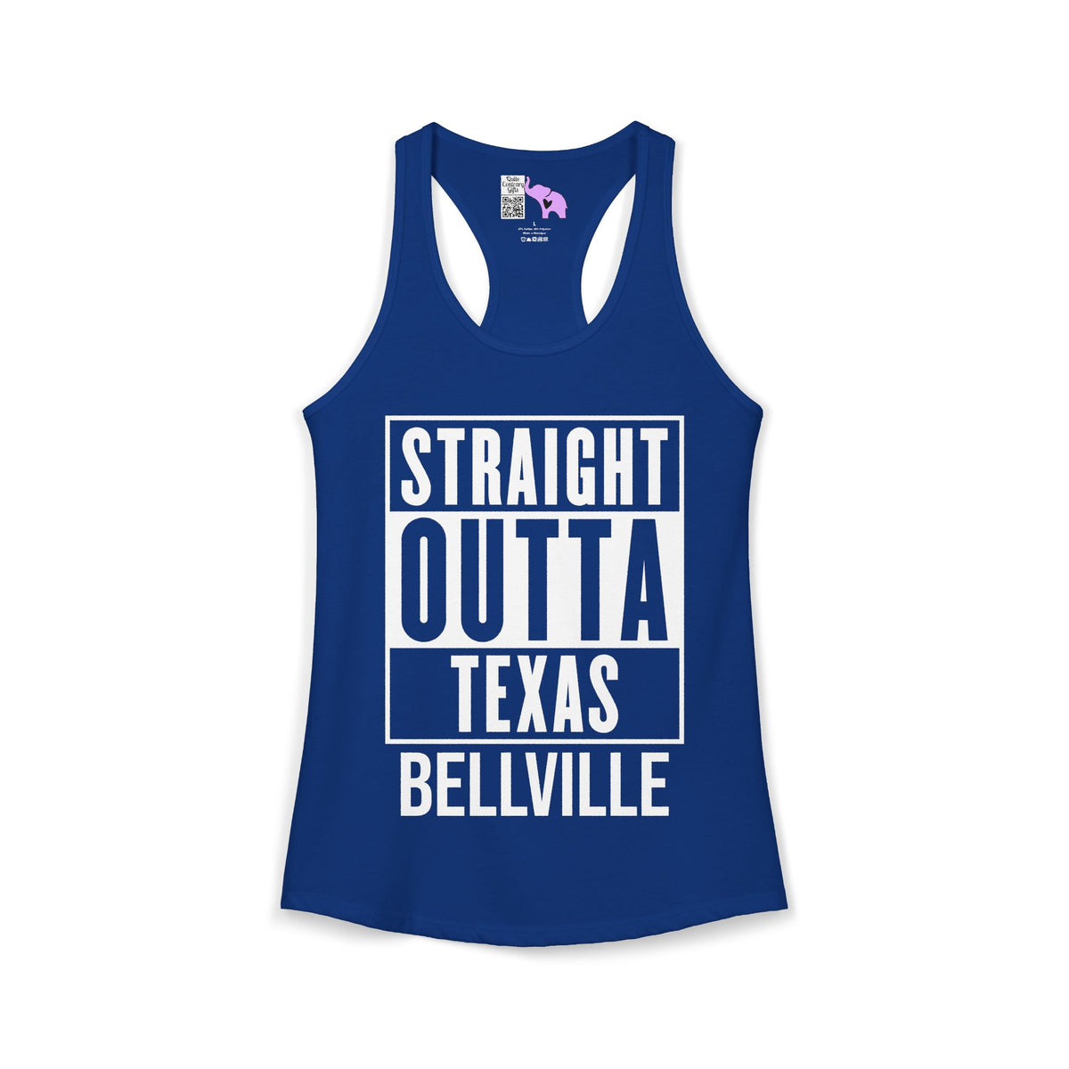 Straight Outta Texas (Dark Colors, White Text) Women's Ideal Racerback Tank